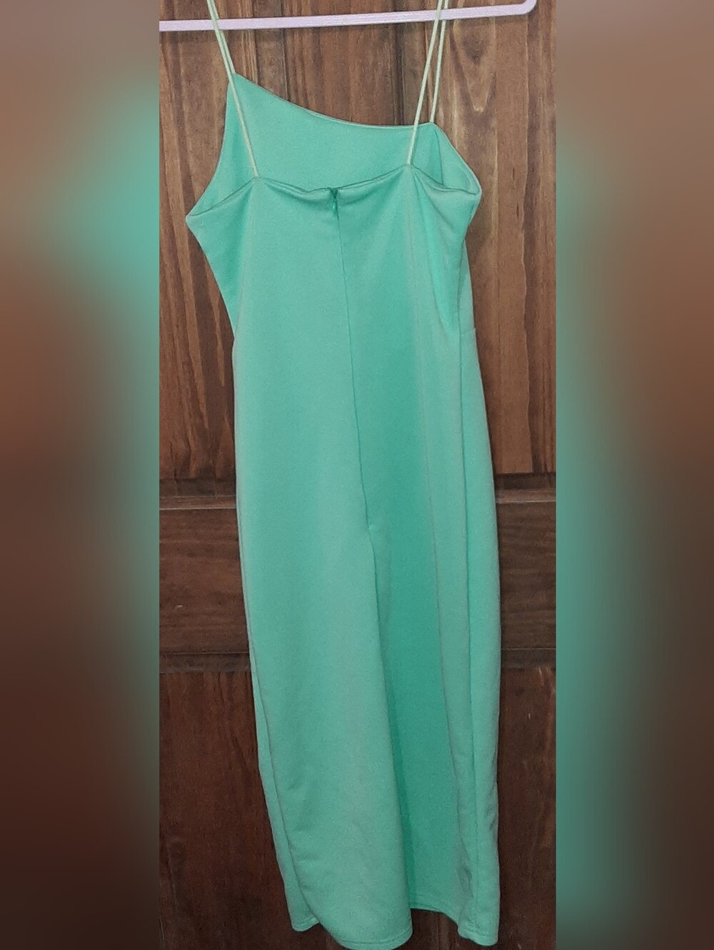 Mint Green Asymmetrical Midi Dress Side Slit S - Picture 2 of 3